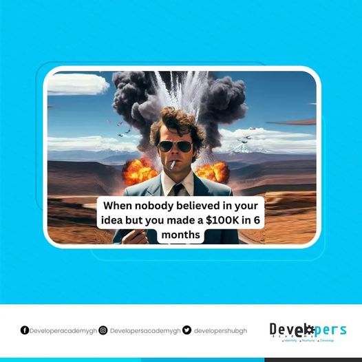 developersgh's tweet image. 𝗕𝗨𝗦𝗜𝗡𝗘𝗦𝗦 𝗚𝗜𝗚𝗦
What self belief get you?
#investment
#startup
#investors
#devacademy