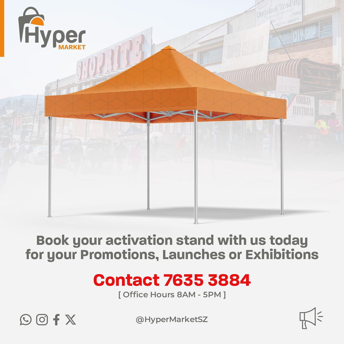 HypermarketSZ's tweet photo. Book your Stall with us today and be closer to your Manzini customers 🧡 https://t.co/LHePikRSgP