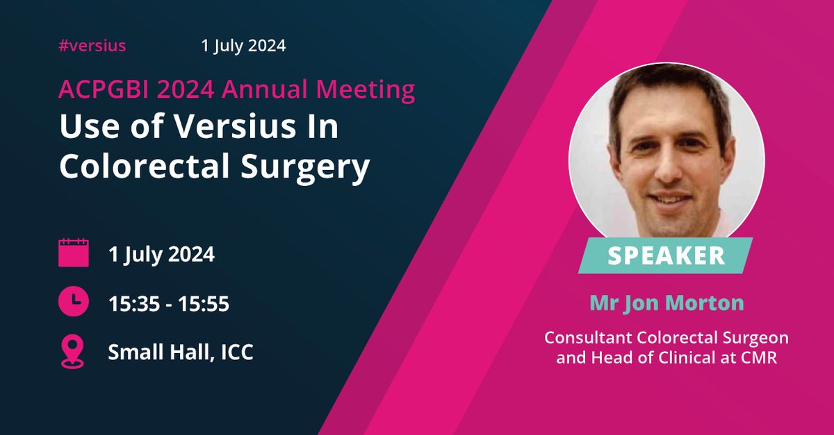 ACPGBI's tweet image. Excited to hear from Mr Jon Morton at 15.35 on the use of Versius in colorectal surgery at #ACPGBI2024 CMR Session. 
This tech is shaping the future of surgery!