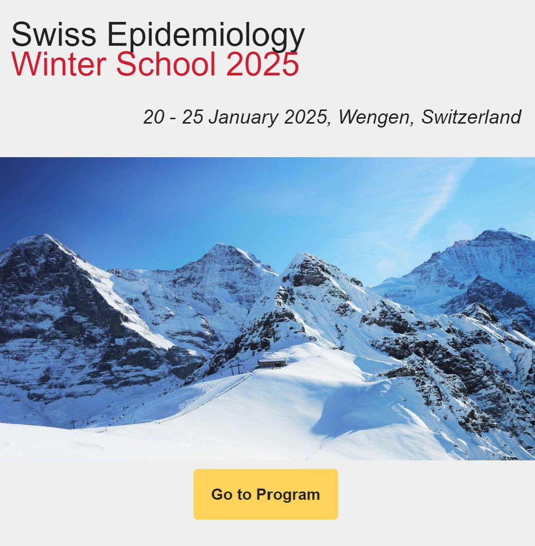 The program of the Swiss Epidemiology Winter School is out now !
The preliminary registration will be open from 26 August to 1 September 2024.
See epi-winterschool.org for details.
#EpiTwitter #statstwitter