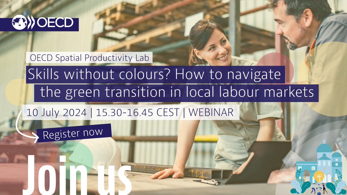 📣Join our upcoming webinar 'Skills without colours?' to discover how local labour markets can adapt to the #greentransition.

📅 10 Jul 🕞15.30-16.45 CEST📍 Virtual event

Register here 🔗bit.ly/3XD18OB