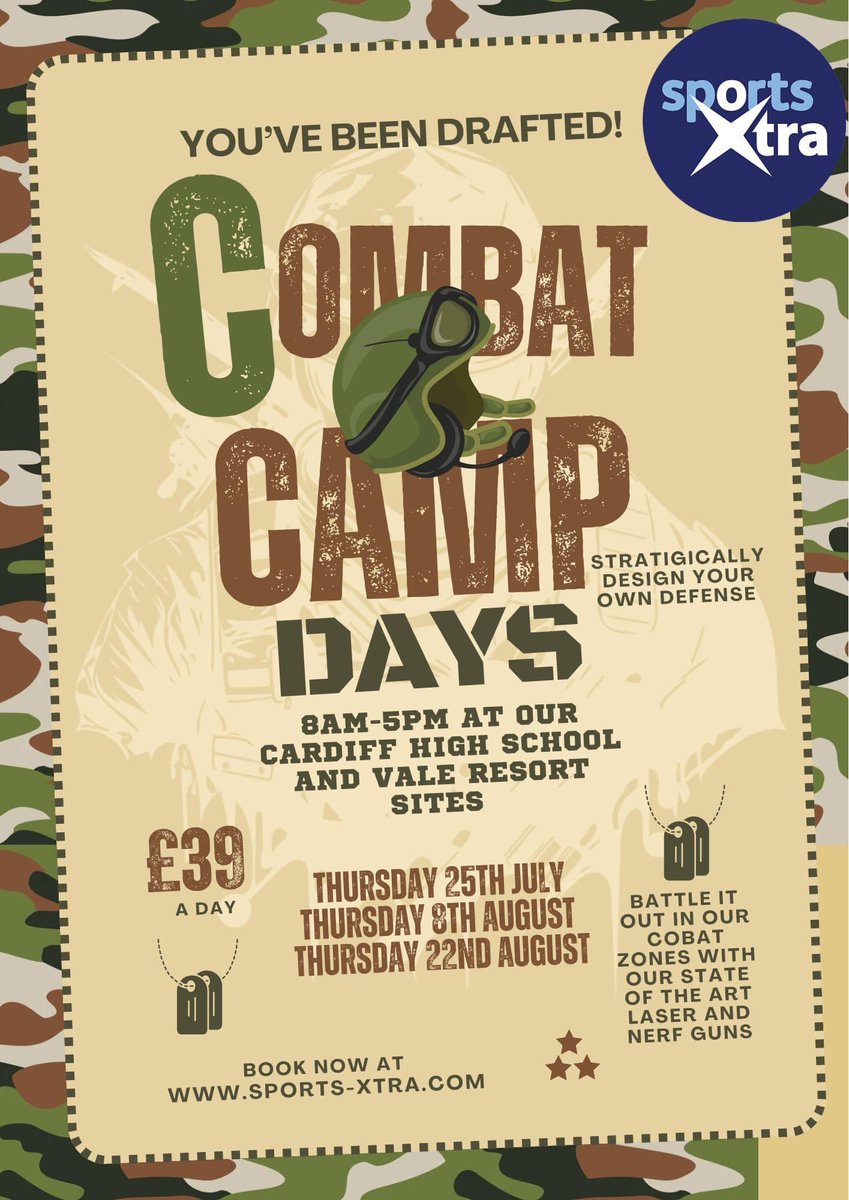 SportsXtraSW's tweet image. *All New Combat Summer Camp Days*
Join us on an exhilarating adventure in our spectacularly themed combat camp days !!
Don’t forget to use our discount code CAMPDAY29 to get your combat day for £29 rather than RRP £39
Book now at sports-xtra.com