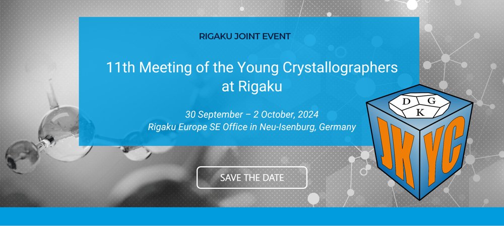 Hello crystallography enthusiasts, long time no see!
We have news of our 11th YC meet-up hosted by <a href="/rigaku/">Rigaku</a> from 30th Sept- 2nd Oct in Neu-Isenburg. Expect immersive scientific talks, enriching poster sessions and a tour of Rigaku's facilities! Register⤵️
rigaku.com/products/cryst…