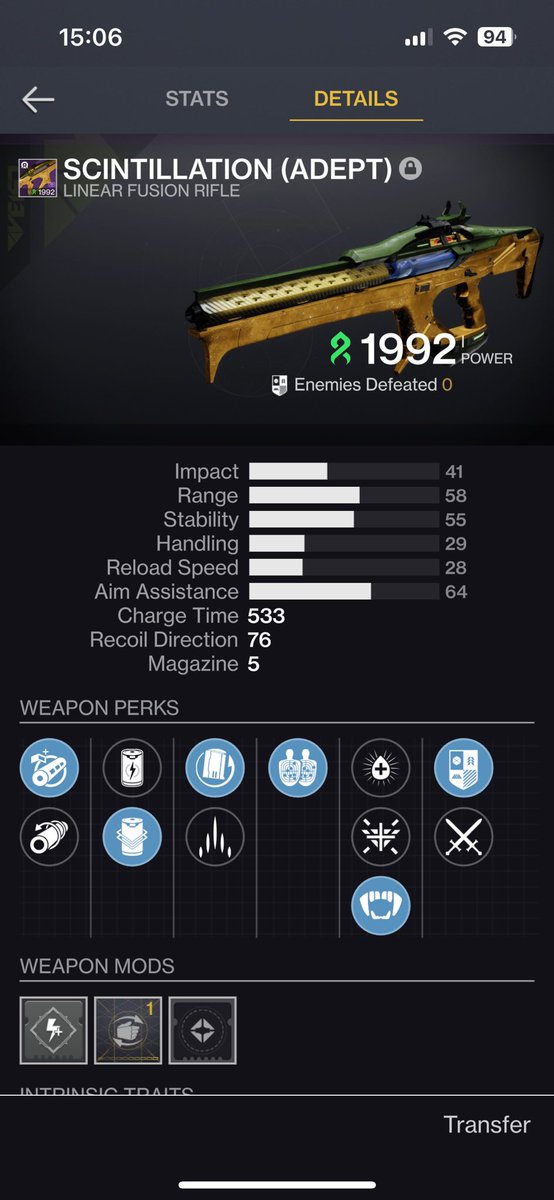 iHughZ's tweet image. Managed to run the GM nightfall twice - think I’ve used my RNG Luck

First pic - was a reward from the strike

Second pic - was bought from Zavala for 10 NF cyphers.

Fuck it! We ball!

#Destiny2 #adept #GrandMasterNightfall