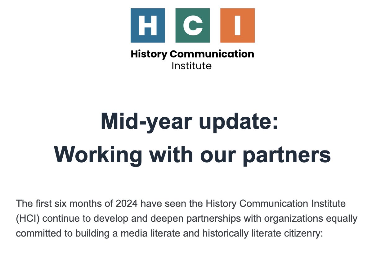 Our History Communication Institute had an active first half of 2024, working collaboratively with partners in the U.S. and Europe to promote media and historical literacy. Check out what we've been up to, and let's connect about ideas for future collaborations