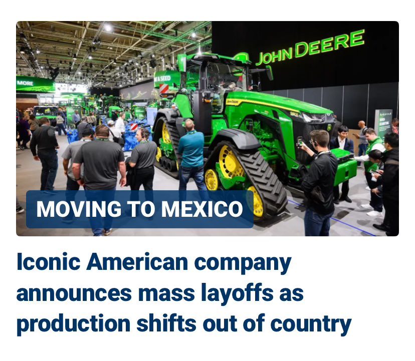Rob14228677228's tweet image. ‼️BREAKING NEWS: John Deere to Execute Big Layoffs in Two States as Company Plans Shift to Mexico. Now Rite-Aid and CVS are closing stores (along with Walgreens) due to bidenflation ⚠️