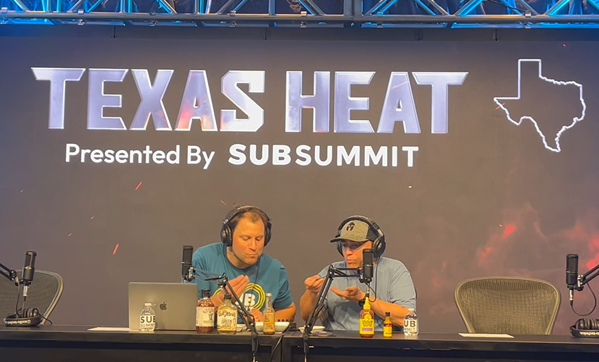 JohnMRoman's tweet photo. Eat brisket with increasingly spicier BBQ sauces while attempting to have a normal conversation?

Chris and I did exactly that on the @bold_commerce  Studio Stage at @Sub_Summit  this year.

This was fun.

Link 👇

#ecommerce #subsummit #texasheat https://t.co/4jmAMqlevy