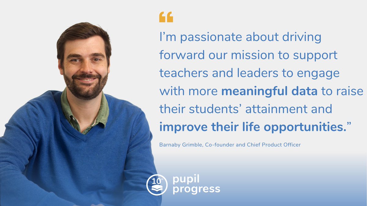 PupilProgressUK's tweet photo. Meet Barnaby Grimble, Co-founder and CPOπ‘
Barnaby, a former teacher with 12 years of leadership experience, is now our resident 'data geek' supporting educators with meaningful data π
He'll be at the @ThePiXLNetwork MAT Conference on Weds βsay π if you see him!
#MatConference https://t.co/xa8ZgDd0Td
