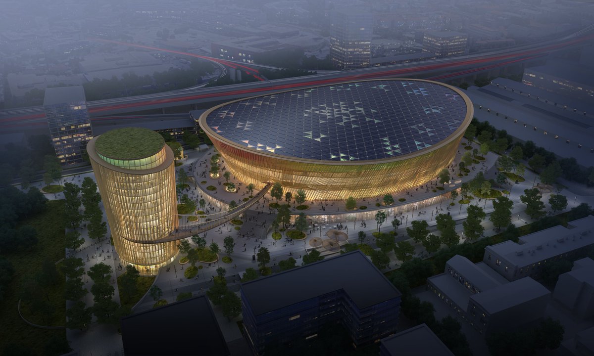 sterlingpresser's tweet photo. The WH-Arena is not just a venue for events, it is a unique architectural masterpiece that blends seamlessly with the environment. The project has an innovative and forward-thinking approach to sustainable green architecture. https://t.co/2m81i2So5g