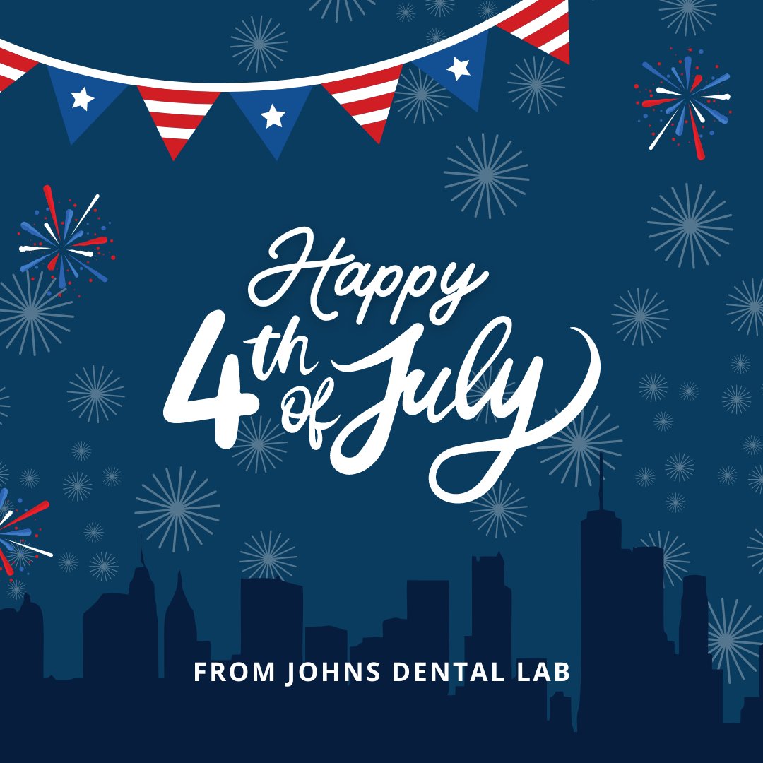 JohnsDentalLab's tweet photo. Happy 4th of July! Stay cool and drink water as you celebrate with your families. Remember to keep an eye on your pets, as the fireworks can often be overwhelming for their sensitive ears. https://t.co/yjcdCbbuZw