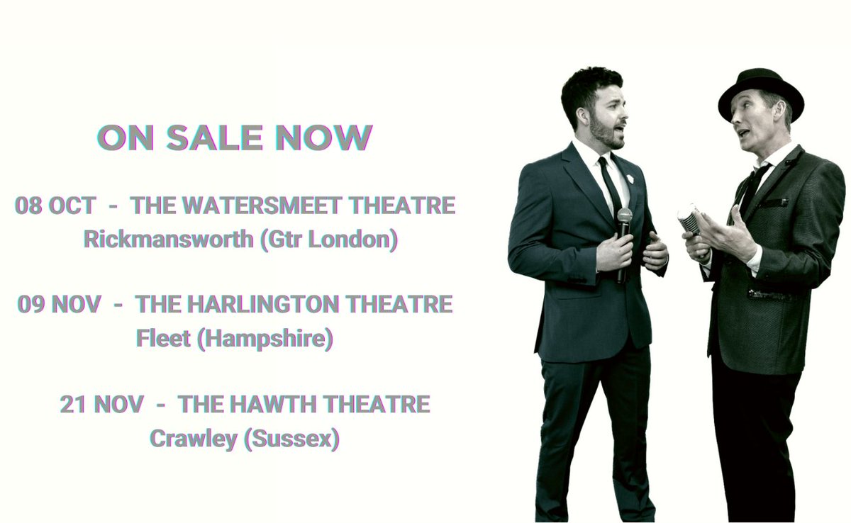 Some Autumn shows on sale now🎟️ <a href="/WatersmeetVenue/">Watersmeet</a> #rickmansworth <a href="/TheHarlington/">The Harlington</a> #fleet <a href="/thehawthcrawley/">The Hawth</a> #sussex