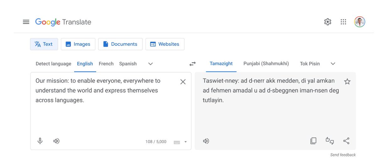 Great news 🎉

Google translate added support for the Tamazight language (including the one supported by Latin alphabets but also the Tifinagh script). Using Google's Large Language Model (PaLM 2). 

Announcement blogs 🔽

blog.google/intl/en-mena/p…
blog.google/intl/ar-mena/p…