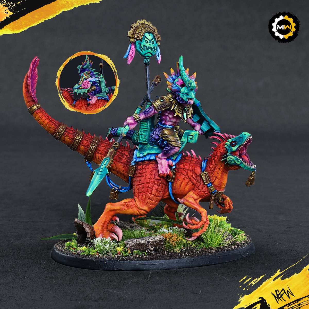 minis_for_war's tweet image. A mighty Saurus Scar-Veteran rides forth on his Aggradon steed, a champion forged in countless battles. ⚔️🦎

This stunning Saurus Scar-Veteran on Aggradon is a prime example of our dedication to details. 🖌️🔍