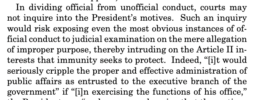 's tweet image. The Supreme Court just ruled that if the President ordered Seal Team 6 to assassinate his political opponent, he would be immune from criminal prosecution 

This isn't a joke