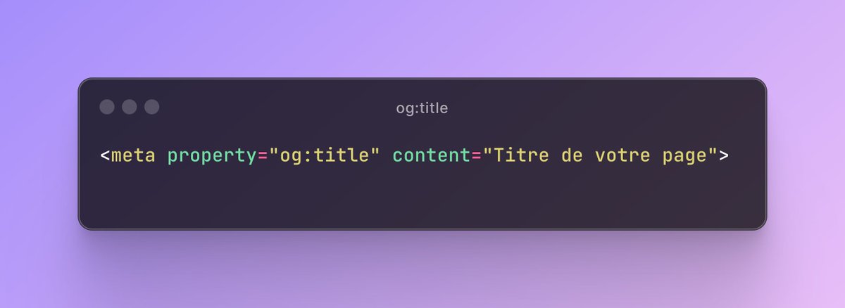 Pentiminax's tweet image. ✏️ og:title et og:description sont cruciales pour attirer l'attention.
Le titre doit être accrocheur et pertinent, tandis que la description doit être concise et informative.
#WebDesign #OpenGraph
