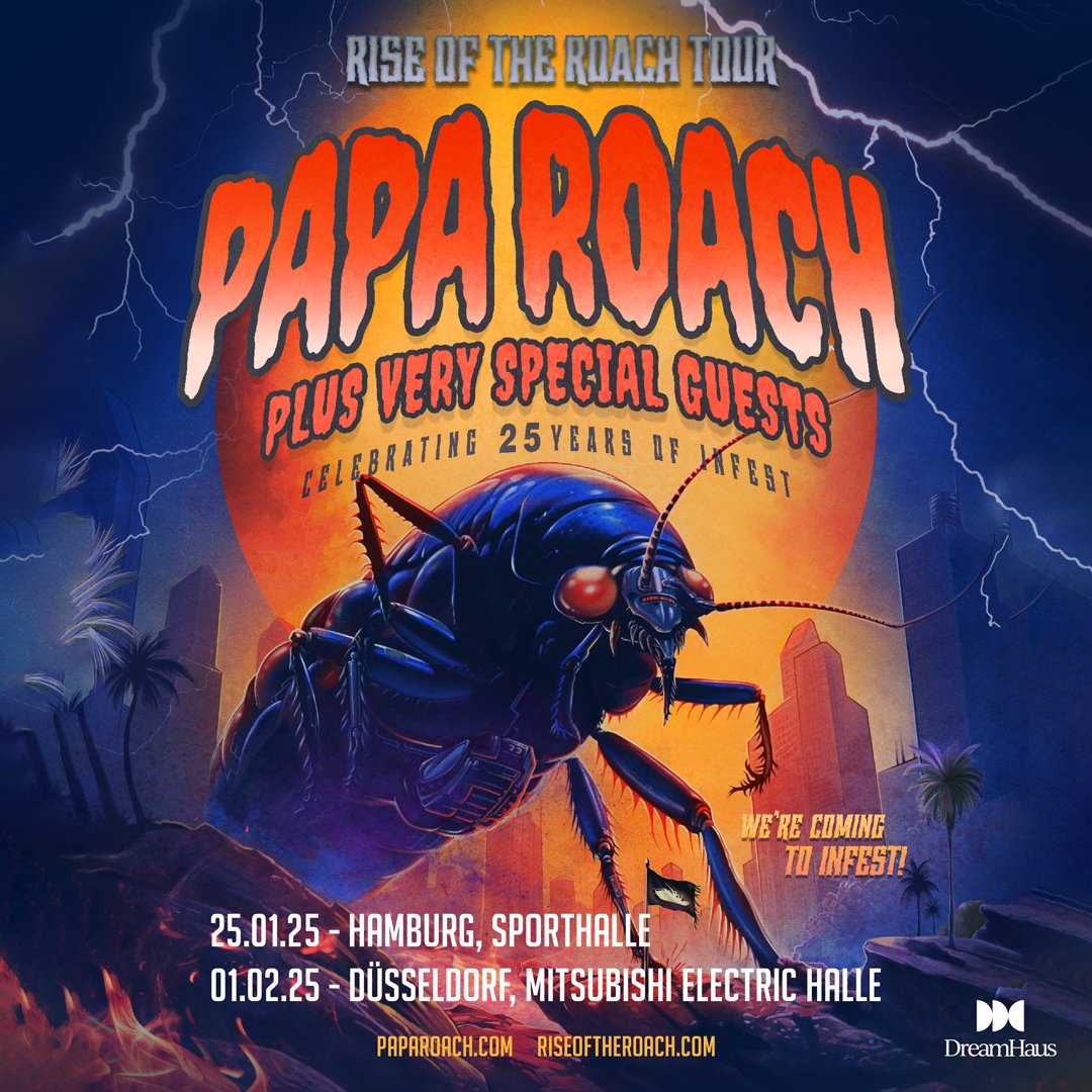 25 Jahre Infest 🥳
Im kommenden Jahr feiern Papa Roach den Geburtstag ihres legendären Debütalbums und spielen 2 Konzerte in Hamburg und Düsseldorf.

📷VVK-Start: Freitag, 05.07. um 11 Uhr
