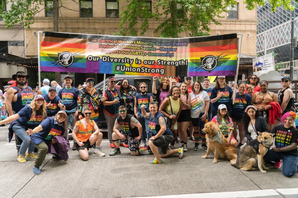 IbewLocal46's tweet photo. Celebrating love, diversity, and unity at Seattle Pride! 🌈 A huge thank you to the incredible members of IBEW Local 46 for showing up, standing strong, and spreading the love. Together, we shine brighter! 💪❤️ #SeattlePride #IBEW46 #StrongerTogether #LoveWins https://t.co/mCSMUCikmI