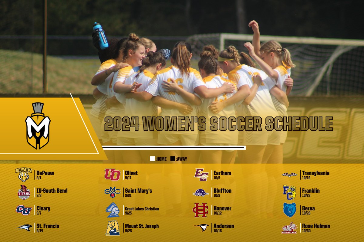 WSOC: Here we go Spartan Soccer fans! The 2024 schedule has been announced! Manchester's 16-game schedule features nine games at home &amp; seven on the road.

Read: tinyurl.com/s2bbbht2

#MUSpartans | #SpartanPride