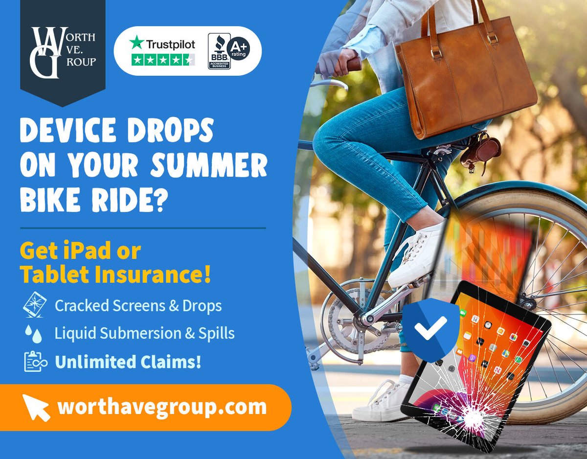 worthavegroup's tweet image. 🌞🚴‍♀️ Don’t let a dropped iPad or tablet ruin your summer mood! Get coverage today! 🛡️ bit.ly/3ElgN8V
#iPadProtection #TabletProtection #SummerProtection