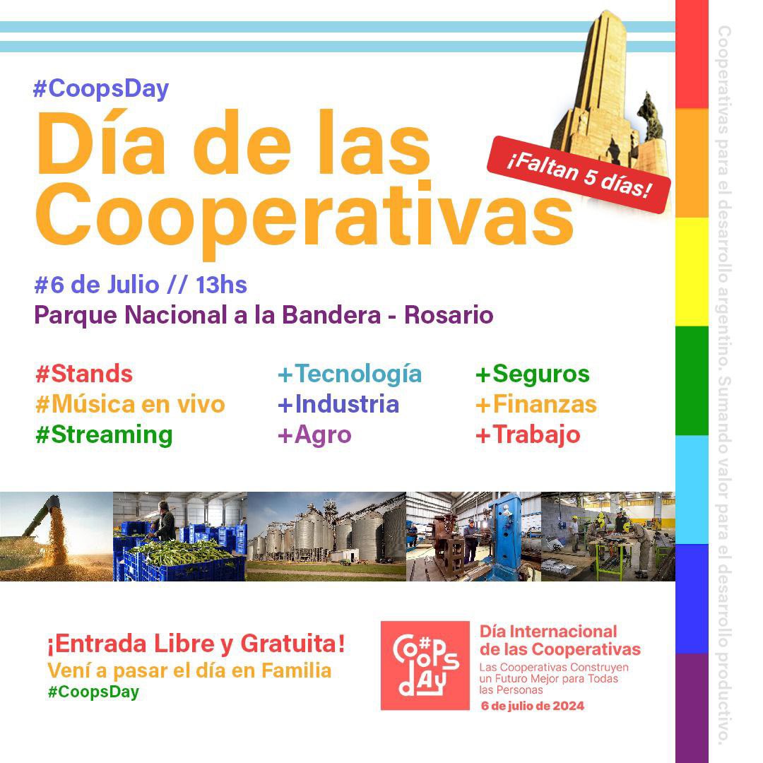 El sábado vamos a estar en el Parque Nacional a la Bandera con stands, streaming, juegos y música en vivo para exhibir todo el trabajo de las cooperativas