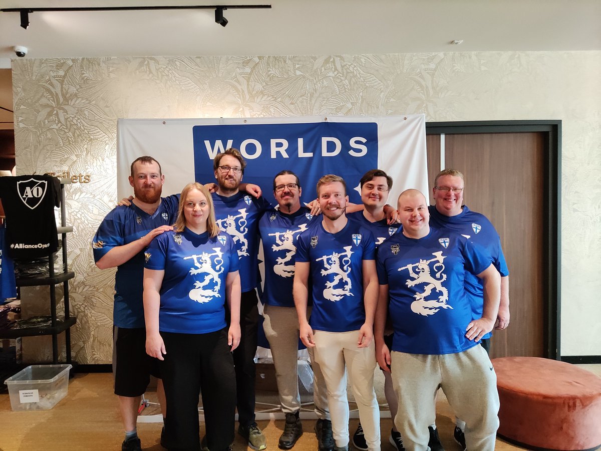 LeppanenHanna's tweet photo. Thank you @AosWorlds for another great event! Played great games with great opponents over three days. Also had the opportunity to see all the lovely people. We finished 12th, making this year the best year for Team Finland so far 🥰

Also: Sorry not sorry for the Salmiakki. 😉 https://t.co/UaeupjnxqP