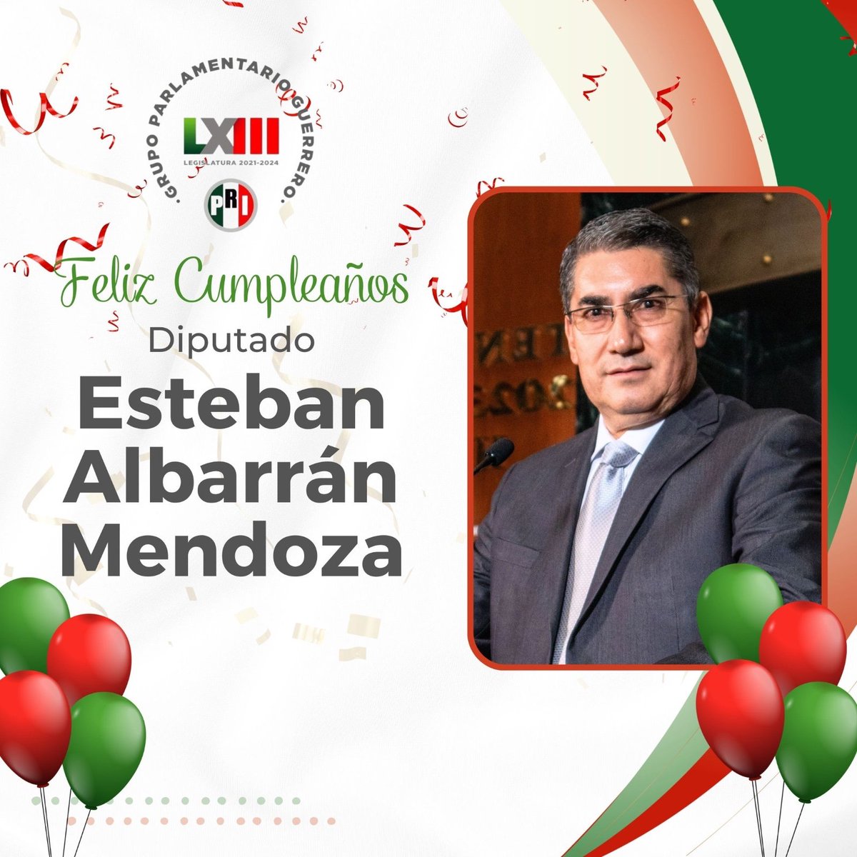 Enviamos un fraternal abrazo al diputado <a href="/Esteban_AM/">Esteban Albarrán</a> con motivo de cumplir un año más de vida 🎉🎂🥳🎁🎈 #FelizCumpleaños