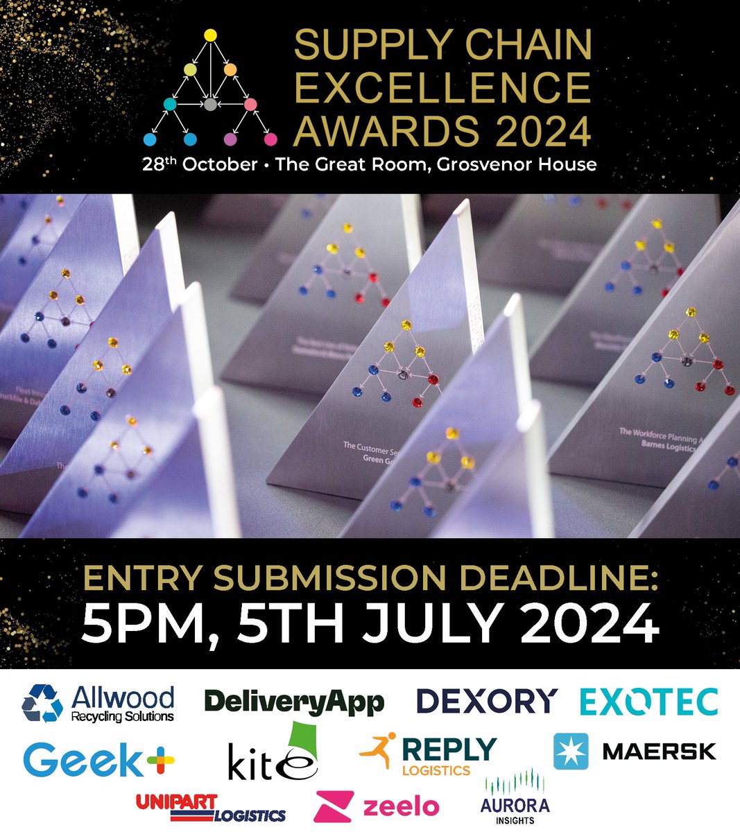 Entries must be submitted by 5pm (BST) this Friday! ⏰ 🏆

Don't miss your chance to be recognised by the industry's most prestigious awards. Submit your free entries now:
supplychainexcellenceawards.com

Entry deadline: 5pm (BST), July 5th, 2024

#SCEA24 #logistics #supplychain