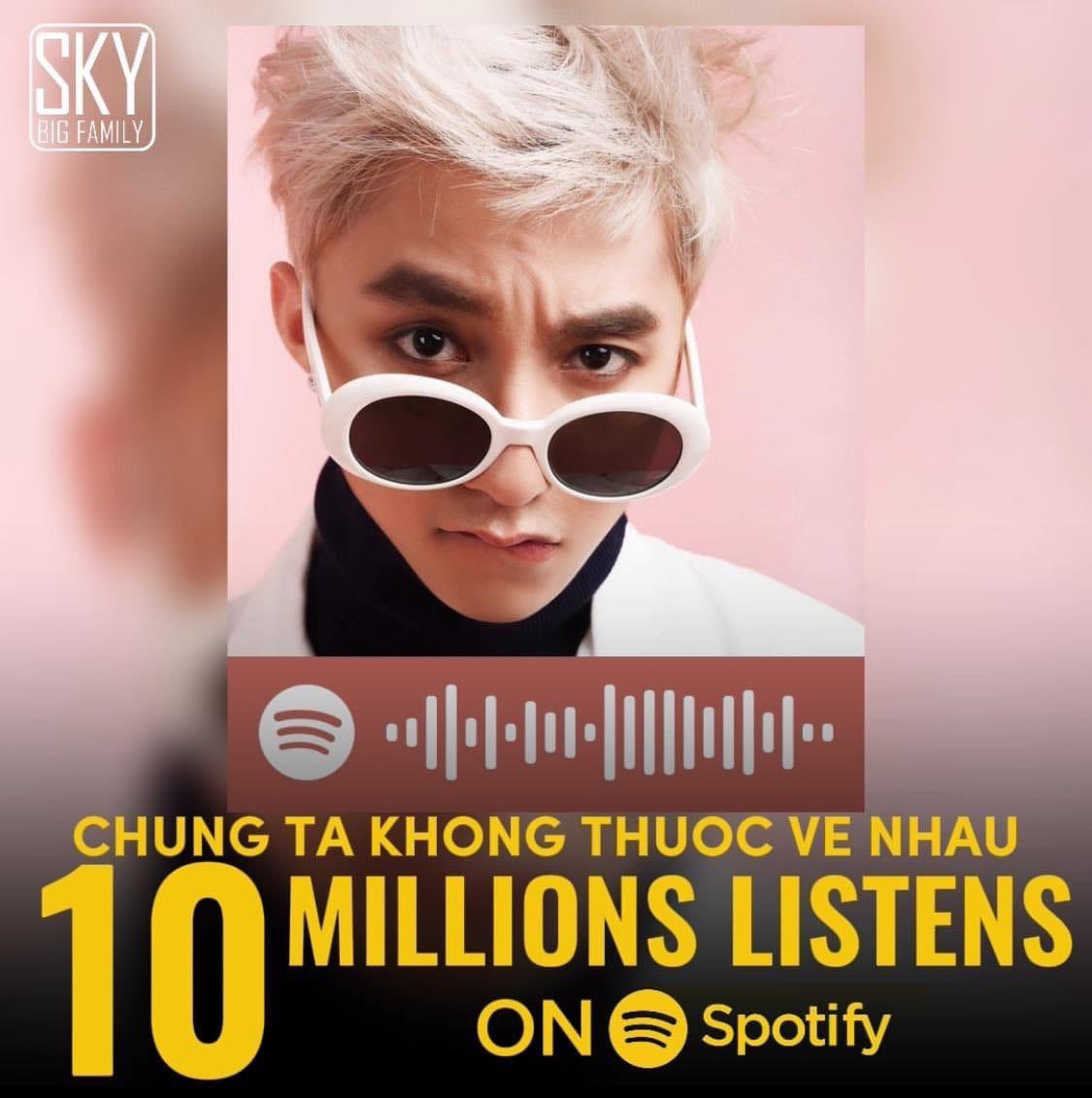 AUkiyo2k2's tweet photo. 10M STREAMS ON SPOTIFY FOR " CHÚNG TA KHÔNG THUỘC VỀ NHAU " OF SON TUNG M-TP 🎉🎉🎉

Đây là bài hát thứ bao nhiêu đạt 10M STREAMS ròii nhỉ mn ???😎😎😎
_
@sontungmtp777 
#SonTungMTP #SkyBigFamily #MTP #ChungTaKhongThuocVeNhau #Spotify https://t.co/Nt6T7eHlMh