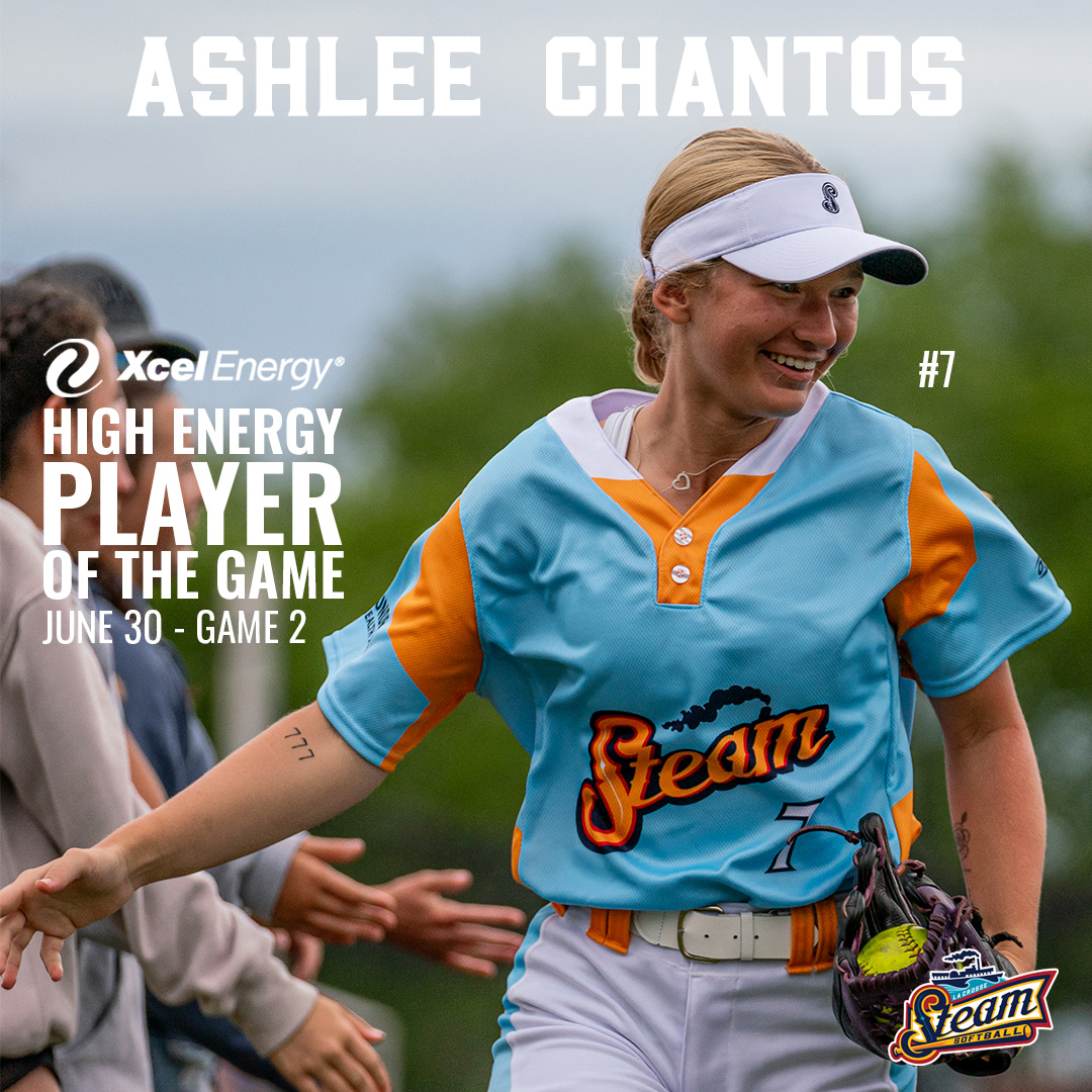 La Crosse Steam Softball (@laxsteam) on Twitter photo Game 1 <a href="/xcelenergy/">Xcel Energy</a> High Energy Player of the Game⚡️:
Mackenzie Willis
(7 IP, 7 K's, Shutout, NWL Softball Pitcher of the Night)
Game 2 <a href="/xcelenergy/">Xcel Energy</a> High Energy Player of the Game⚡️:
Ashlee Chantos
(Outstanding centerfield defense)
#FullSteamAhead Game 1 <a href="/xcelenergy/">Xcel Energy</a> High Energy Player of the Game⚡️:
Mackenzie Willis
(7 IP, 7 K's, Shutout, NWL Softball Pitcher of the Night)
Game 2 <a href="/xcelenergy/">Xcel Energy</a> High Energy Player of the Game⚡️:
Ashlee Chantos
(Outstanding centerfield defense)
#FullSteamAhead