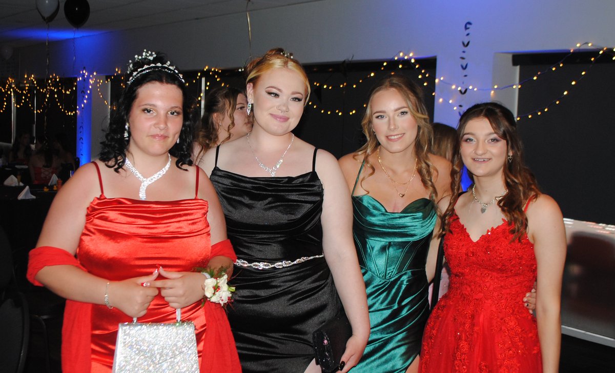 Holly K, Ebony B-W, Caitlin L-R and Paige C - PROM 2024 🎉🪩 #teamarmfield 🩵