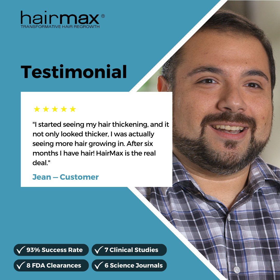 HairMax_UK's tweet photo. Jean's story is one of many! HairMax offers clinically proven laser hair growth solutions to help you achieve thicker, fuller hair.

#hairlosssolution #hairgrowthjourney #hairmaxuk #laserhairgrowth #testimonial #hairhealth #redlighttherapy #healthyhair https://t.co/SCk2OLuU3b