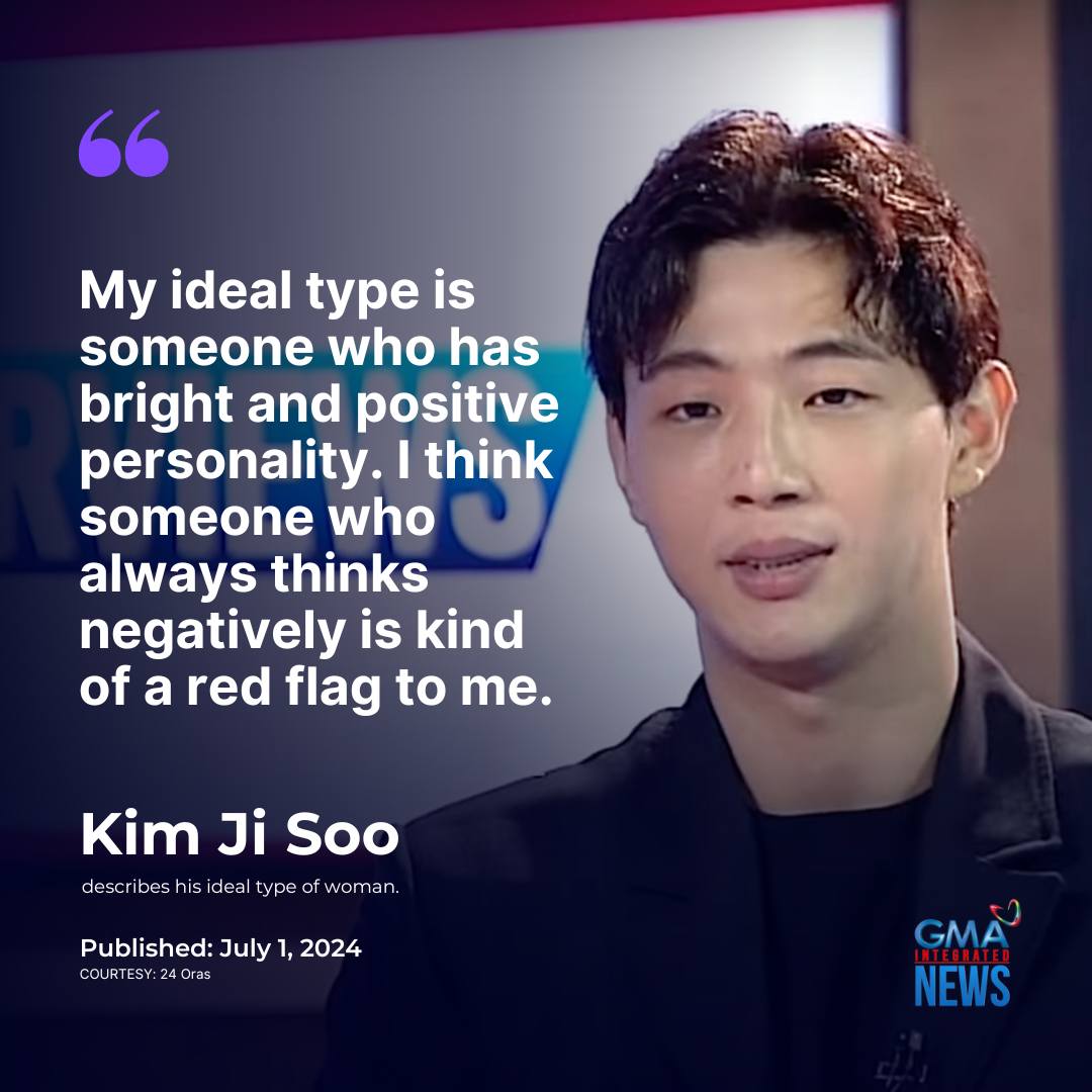 gmanews's tweet photo. TAKE NOTE, LADIES! 📝

Kim Ji Soo described his ideal type of woman and what he considers a red flag in a relationship in an interview with Nelson Canlas on Monday's "24 Oras" for his first-ever interview on Philippine television.

READ: https://t.co/5g9JwM2JlT https://t.co/ykPRuChVrw