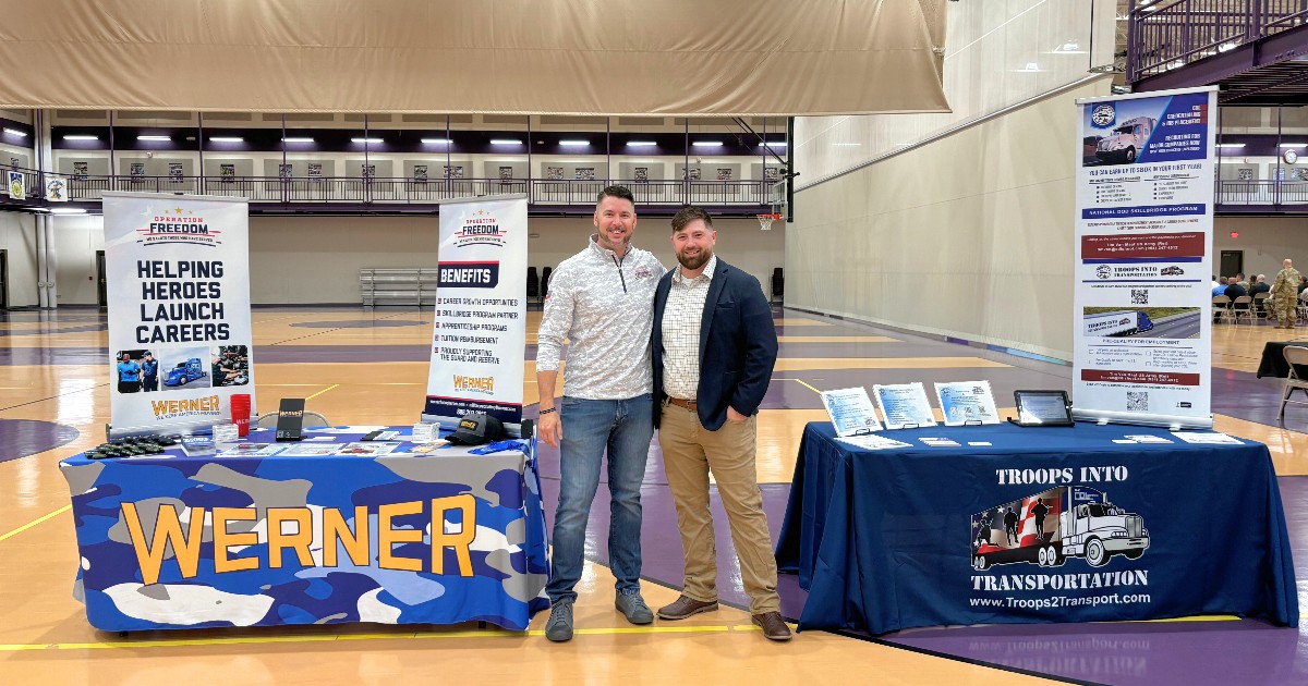 Manager of Military Recruiting, Alec crossed paths with Tim from Troops Into Transportation at a career fair! 

They teamed up to chat with those transitioning out of the military about joining #TeamBlue after attending driving school. #MilitaryMonday
