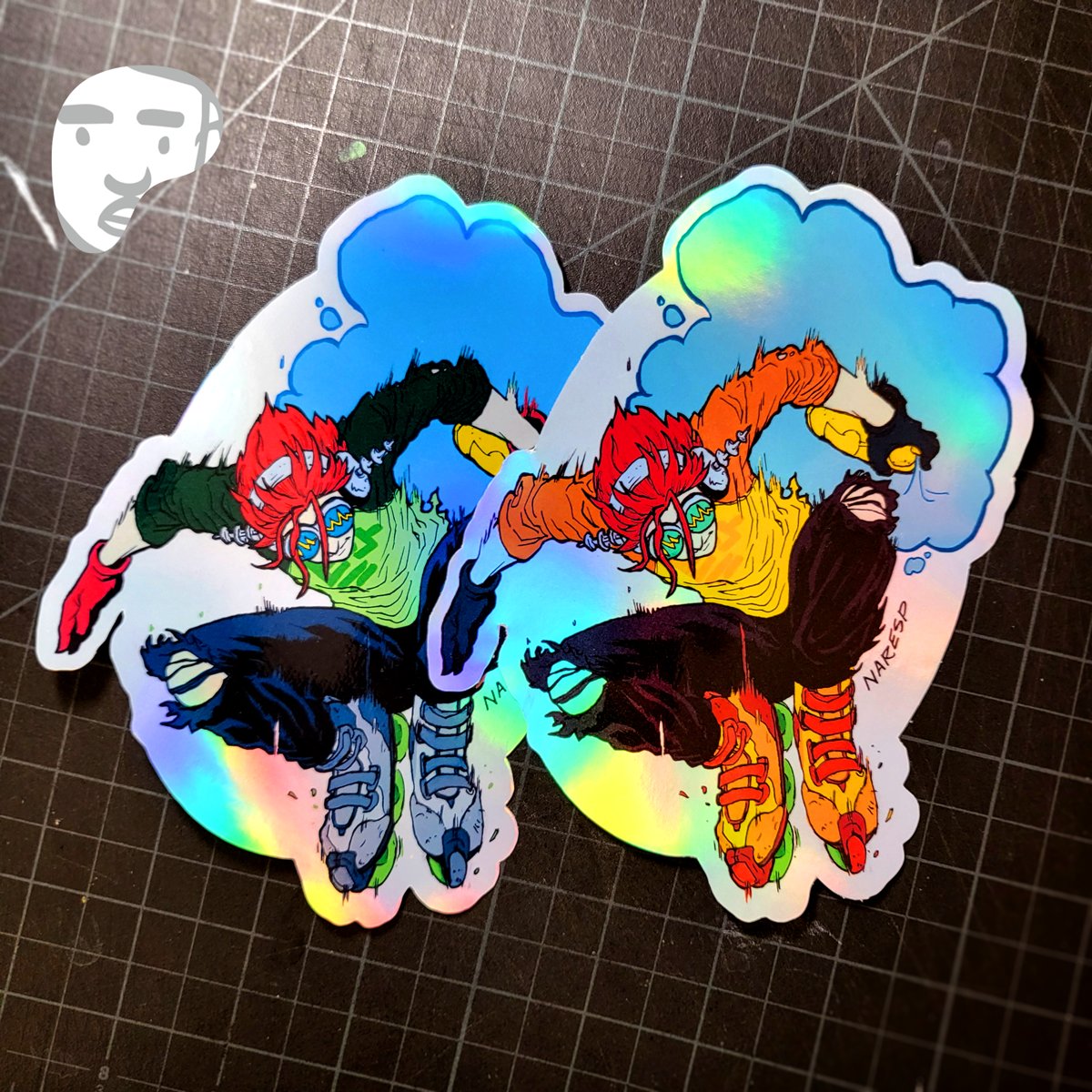 Sticker Club Rewards for June are these Jet Set Radio Stickers. Measuring at nearly 6 x 6" inches, this holographic sticker celebrating Beat from Jet Set Radio, could be my largest sticker to date. Sign up today if you want it mailed to ya ok

patreon.com/narcisoespiritu