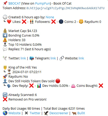 pumpintel's tweet photo. Free version and the pro version of Pump Intel. Get 1.000.000 tokens to get all the functions you need to trade pumpfun safe. 

https://t.co/Lsub1ik4VR

@pumpdotfun #pumpintel #telegrambot #tokengate https://t.co/D2s57YBh4R