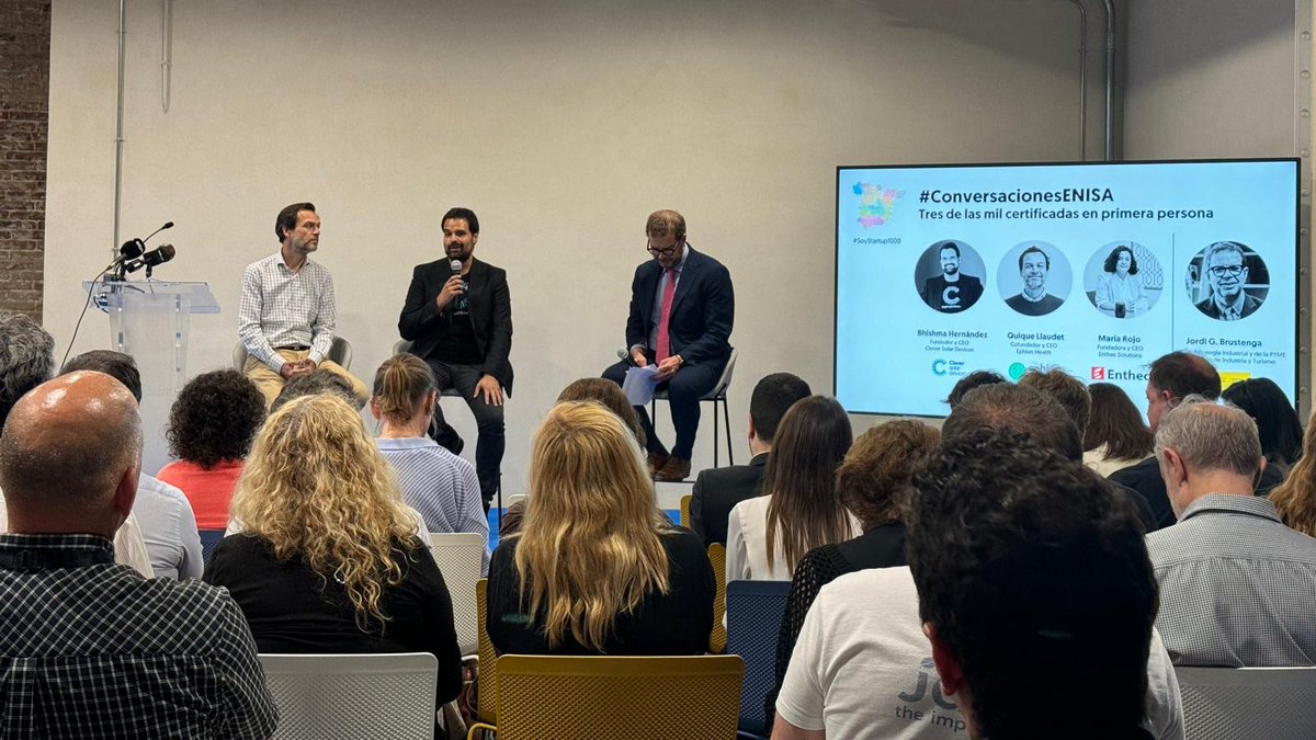 2⃣ de las primeras 1.000 startups certificadas por <a href="/enisa/">enisa</a> nos acercan sus experiencias. 

Es el caso Bhishma Hernández de <a href="/SolarClever/">Clever Solar Devices</a> y Quique Llaudet de <a href="/EphionHealth/">Ephion Health</a>, moderados por <a href="/jgbrustenga/">Jordi G. Brustenga</a> (<a href="/minturgob/">Ministerio de Industria y Turismo</a>).

#SoyStartup1000