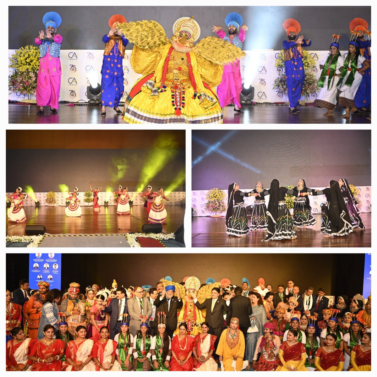 theicai's tweet photo. On the occasion of celebrations of #75yearsofTrust by ICAI at Bharat Mandapam, Delhi Drishti- Garuda Gamana - A cultural dance presentation on journey of ICAI was performed. The presentation showcased various initiatives under taken by ICAI in 75 years. 

#ICAIat75 #CADay https://t.co/hkHgoVN6E4