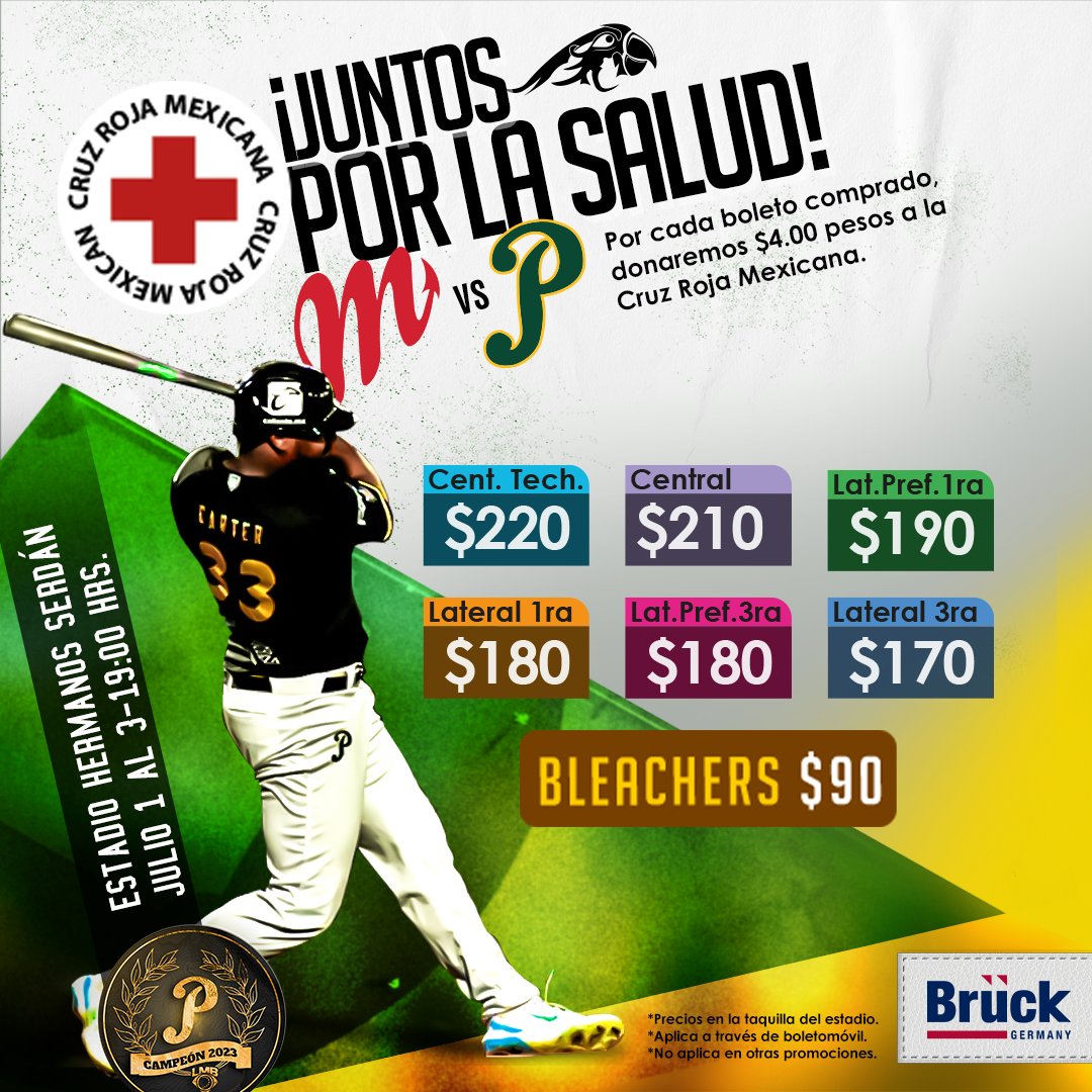Pericos_Oficial's tweet photo. ¡Vamos a defender nuestra Casa! 🏟️⚾

Nos vemos en el Hermanos Serdán para iniciar la serie frente a los Diablos Rojos del México. 🦜

Adquiere tus boletos en taquilla a partir de las 11:00 horas. 

Por cada boleto comprado donaremos $4.00 pesos a la @CruzRojaPue

#CaminoAlBi ✌🏻 https://t.co/LAOWlgqZ0Y