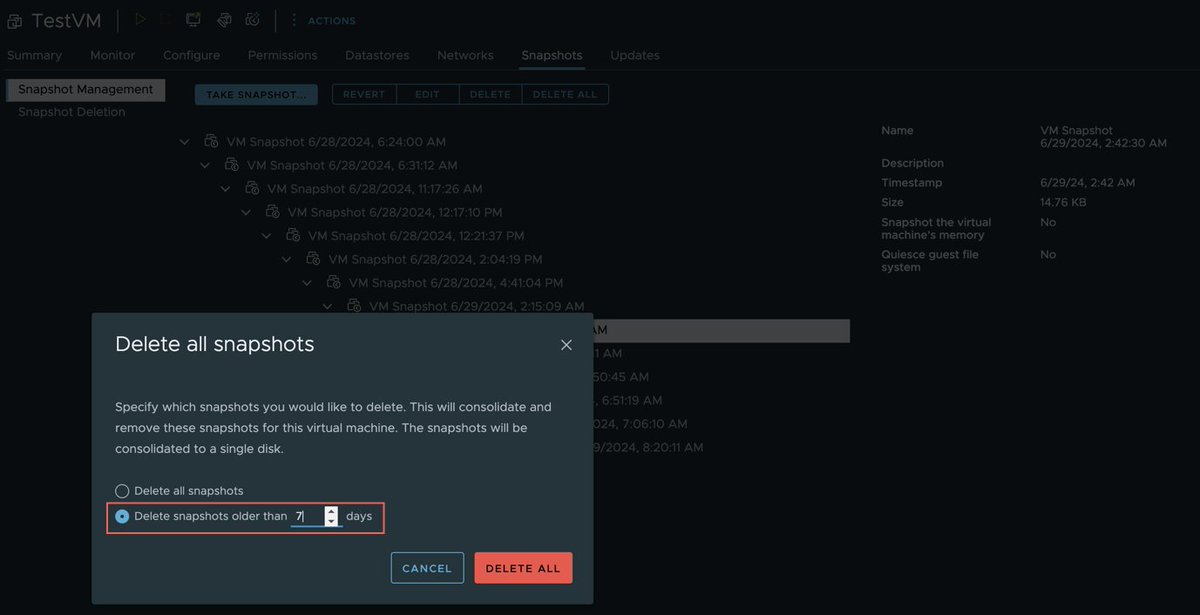 [New] - VM snapshot retention-based removal in vSphere 8.0 Update 3 williamlam.com/2024/07/vm-sna…