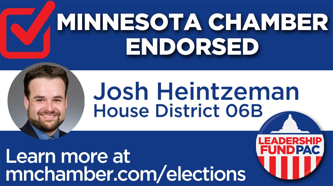 MCC_ChamberPAC's tweet image. The Leadership Fund PAC endorses @JoshHeintzeman in House District 06B. #mnleg   

Learn more at mnchamber.com/elections