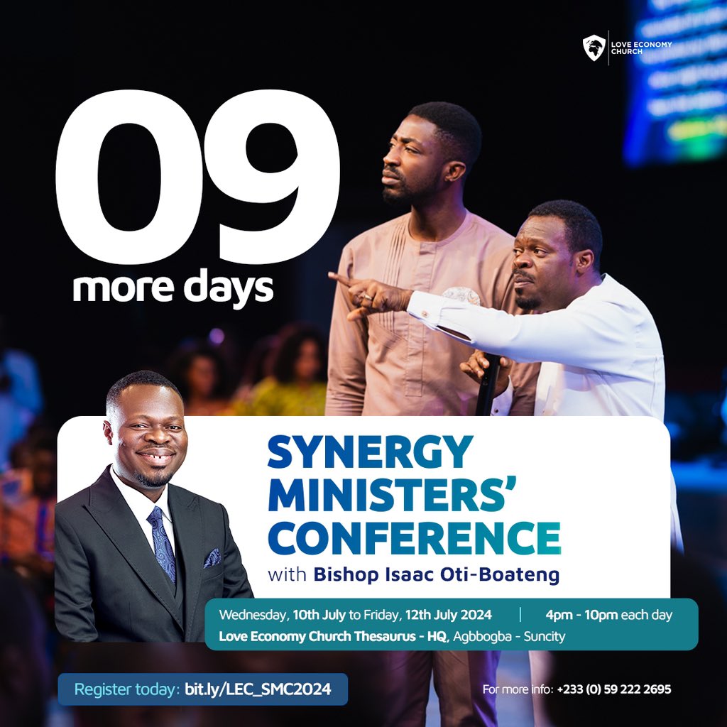 BishopIsaacOti's tweet photo. 🤔Are you a minister? A lover of God? Or do you wish to walk in God's purpose for your life?💭

The much-anticipated Synergy Ministers Conference is happening in just 9 days! 🎉🥰🥳

Be there!💫

⚠️Register today via https://t.co/rW7jeF17Ov https://t.co/4XEvJuOhMT