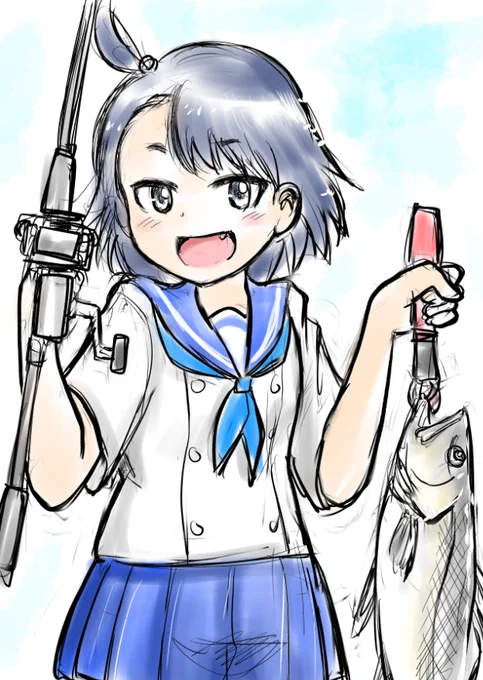 おやすみらくがき芦北合宿面白かったという事で今夜もていぼう日誌。そういえば陽渚と部長と大野さんとさやかちゃんは描いた事あるんだけど、夏海は初めてだったわ。 #放課後ていぼう日誌 
