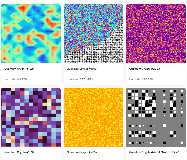 I hate to be a party pooper, but when it comes to 'quantum' collections involving actual quantum computer circuits, you will find a few that predate 'Synthetic Dreams' (Nov 2021). Examples: 'Q' series by <a href="/david_young__/">David Young</a>  (Apr 2021), 'Parallel Worlds' by <a href="/beffjezos/"></a> (Apr 2021),