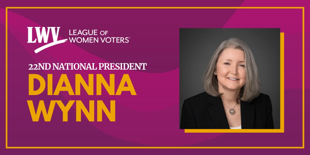 We are pleased to announce Dianna Wynn as the new LWVUS Board president. 

Delegates at the League of Women Voters National Convention elected Dianna Wynn to serve as the 22nd president of the organization on Friday, June 28th, 2024.
Read more: lwv.org/newsroom/press…