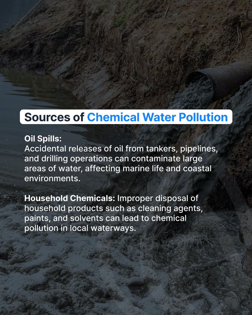 WaterTimer_'s tweet image. Chemical pollution is a pressing issue affecting our waterways. 

From industrial waste to agricultural runoff, harmful chemicals contaminate our water sources, endangering aquatic life and compromising water quality. 

#watertimer #waterwise #ecoheroes #savethedrops
