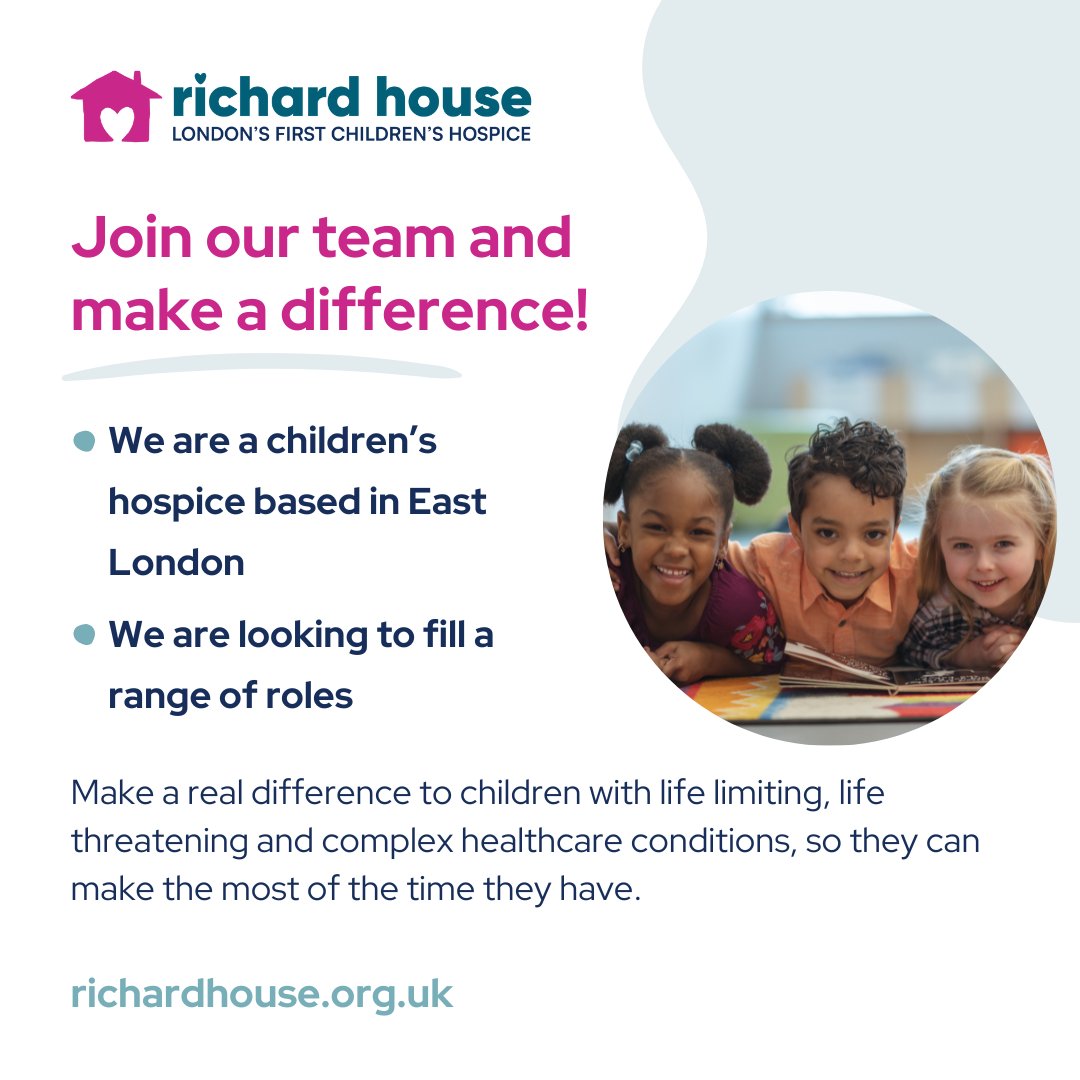 Ready to make a difference in the lives of children facing life-limiting conditions? 💙

We're hiring for various roles including nurses, assistants &amp; retail positions

Become part of our family and make a positive impact on the community 🌟

Apply today: bit.ly/4dxd1Lq