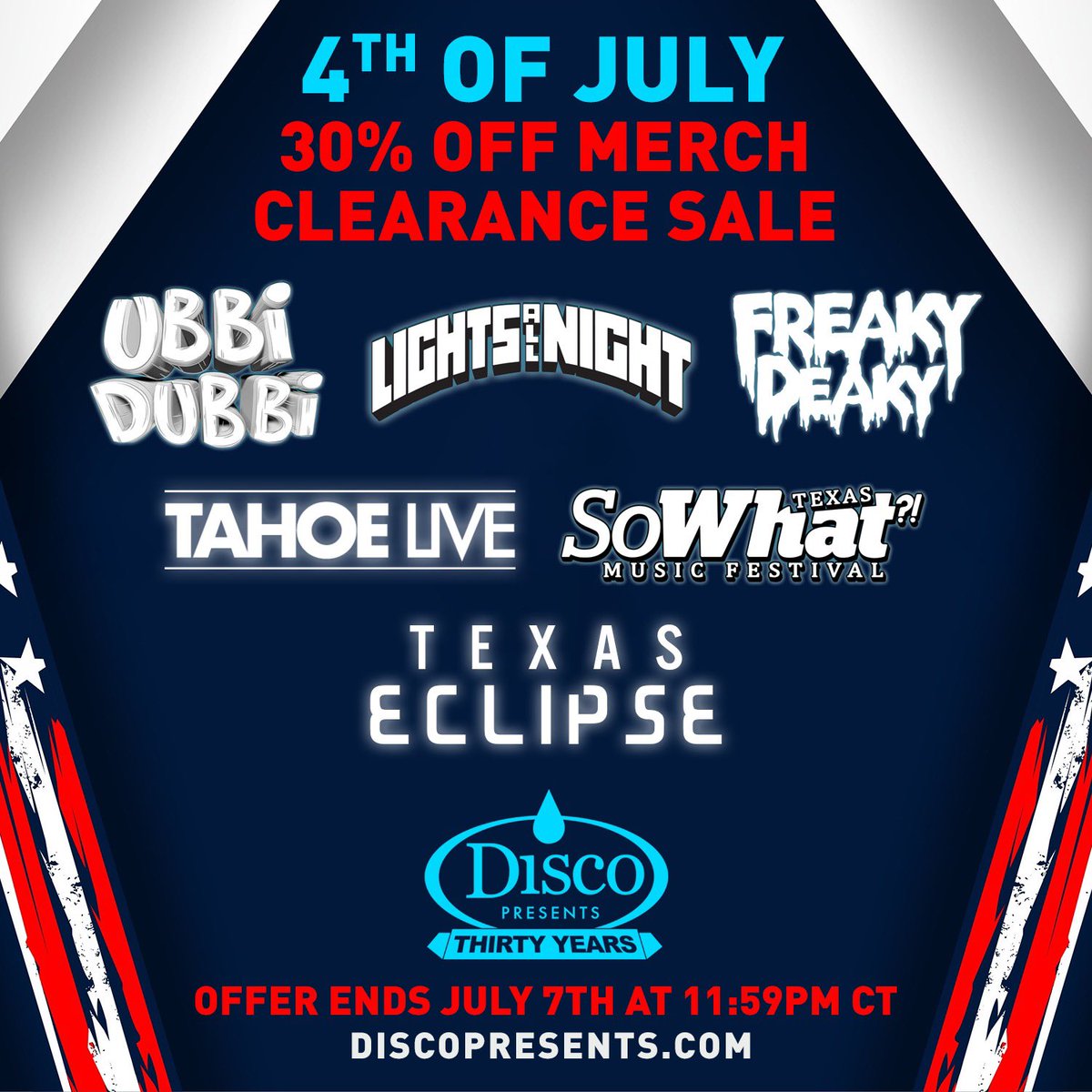 Red, White &amp; SAVE 💥 4th of July Merch Sale is live ❤️💙Grab your fave festival merch for 30% off NOW through July 7th 💰

🛍 Shop now at hive.co/l/dpmerch24