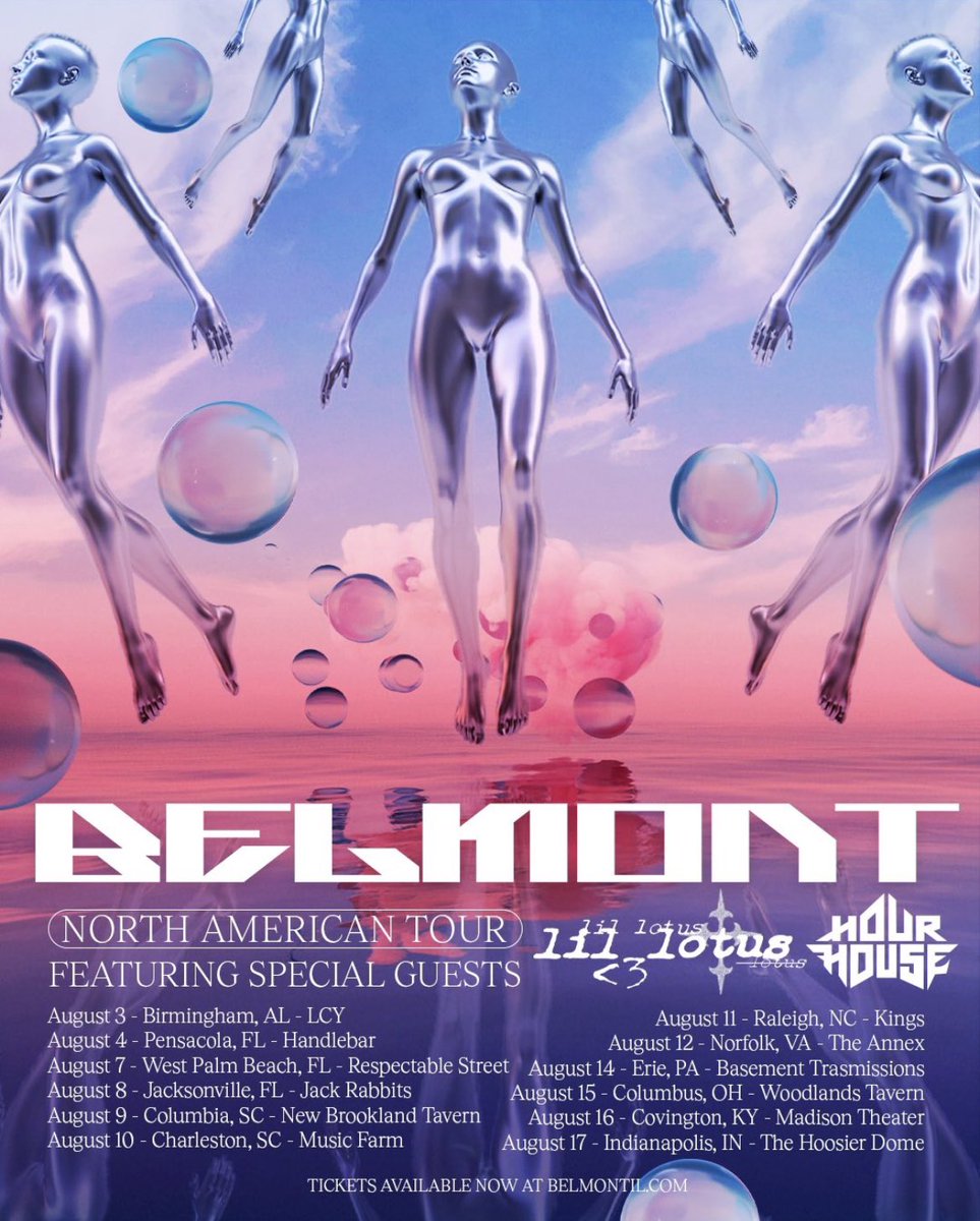 This august will be our very first tour with the homies in <a href="/BelmontChicago/">Belmont</a> &amp; <a href="/LILXLOTUS/">𝕷𝖔𝖙𝖚𝖘</a> tickets go on sale July 3rd