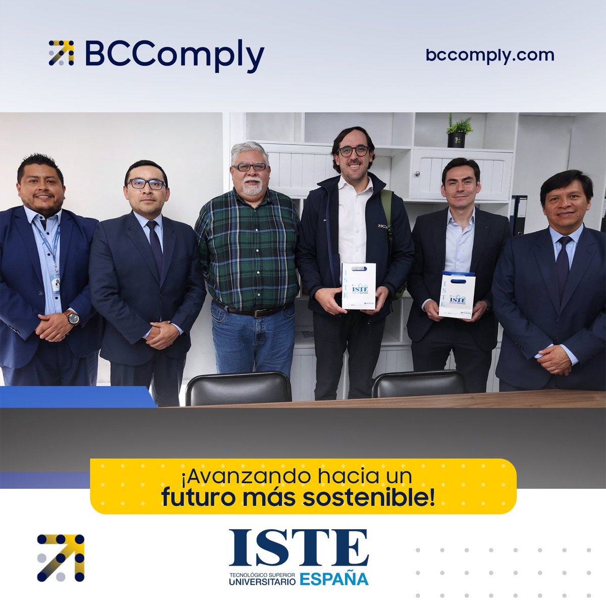 bccomply's tweet photo. 🌍 ¡Avanzando hacia un futuro más sostenible! 🌱

Nuestro equipo directivo mantuvo una reunión de alto nivel con las autoridades del  Tecnológico Superior Universitario España - ISTE, donde abordamos temas cruciales relacionados con la mitigación del cambio climático. 🌐 https://t.co/0GbsJwEpUm