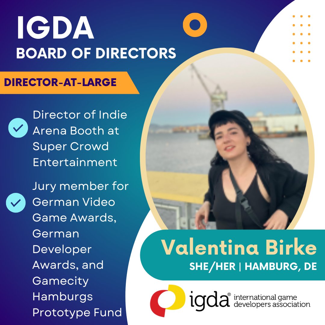 You guessed it - another #BoardMemberMonday. Today we're showcasing <a href="/valentinahank/">Valentina Birke</a>!

She works at Super Crowd Entertainment as the Director of @indiearenabooth, and also serves in the selection committee for funds at the <a href="/wingsfundme/">WINGS</a> and the Gamecity Hamburgs Prototype Fund.